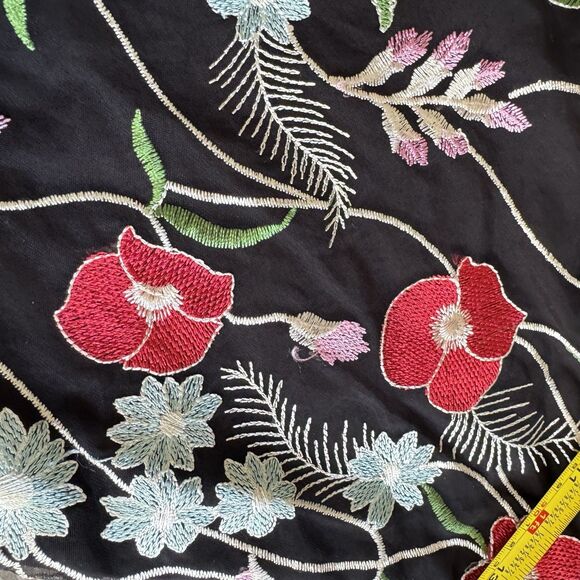 Anthropologie Skirt Sz 4 Eva Franco Poppy Midi Embroidered Asimetric Boho Floral - Picture 16 of 16